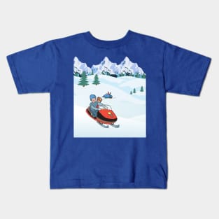 Snowmobile with you family Kids T-Shirt